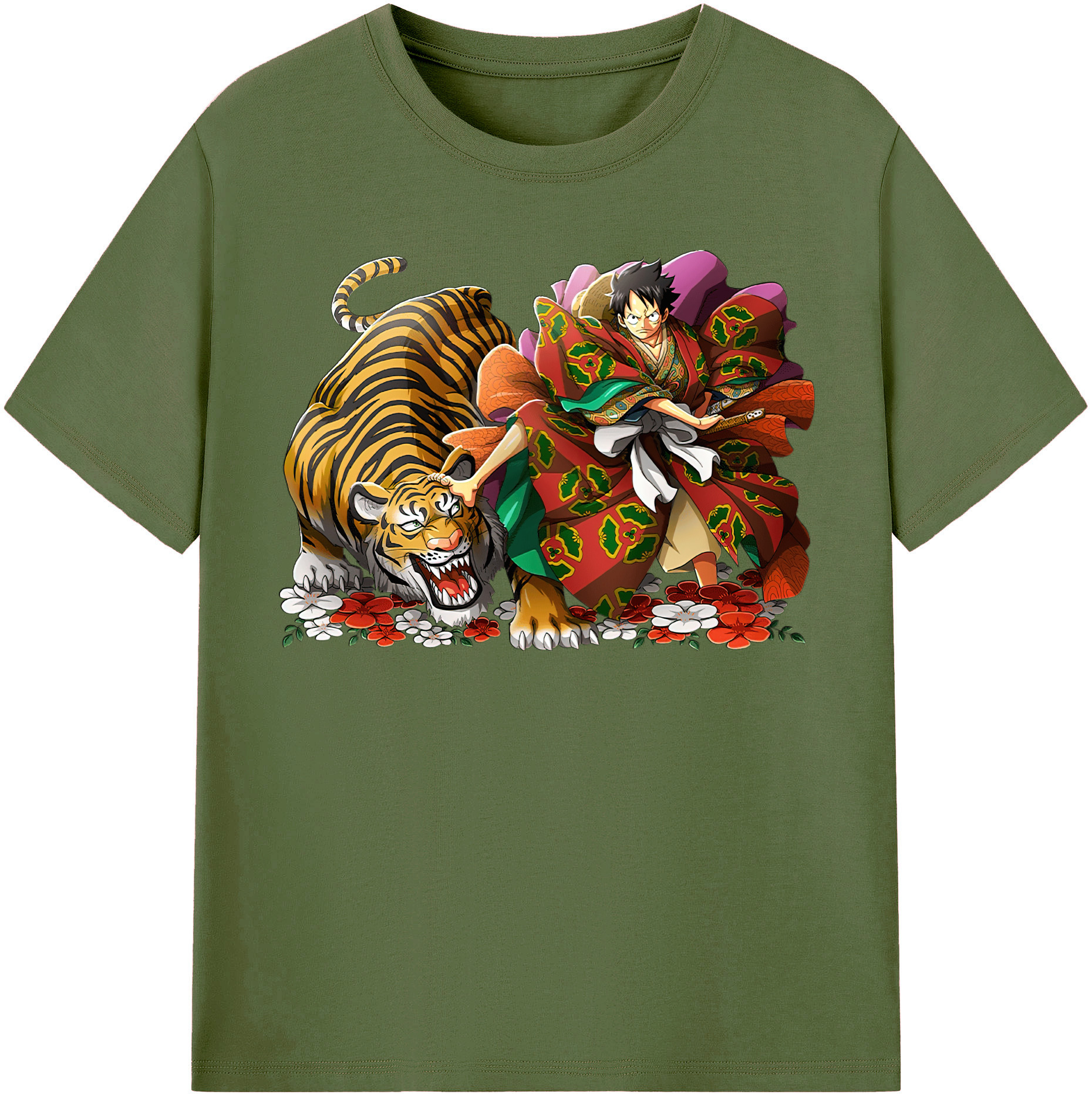 ワンピース モンキー・D・ルフィ ONE PIECE Monkey D. Luffy 綿100％半袖Tシャツ（フロントプリント）